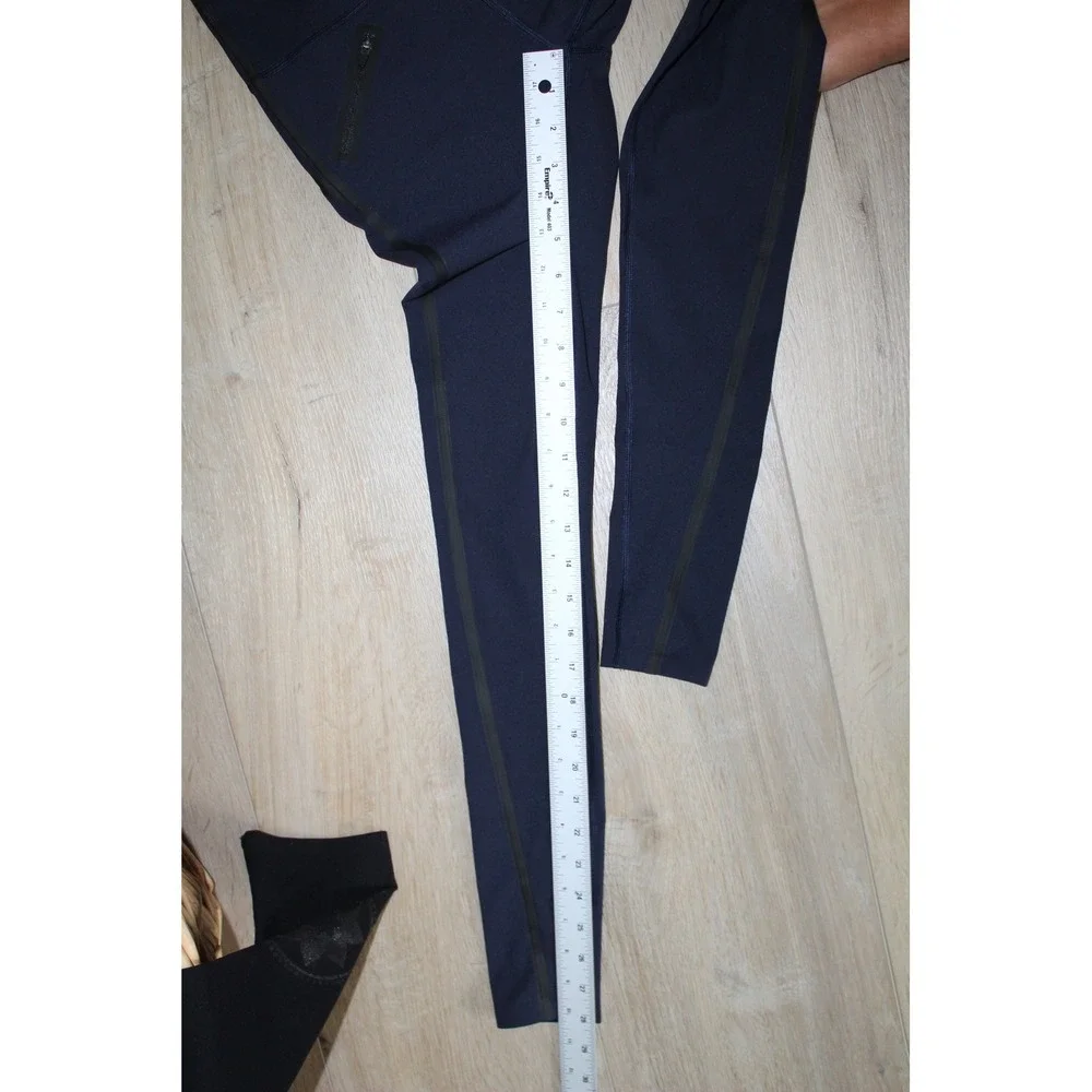 Spanx Navy Blue High Waisted Active Leggings Zipper Pockets XS TP RN112121